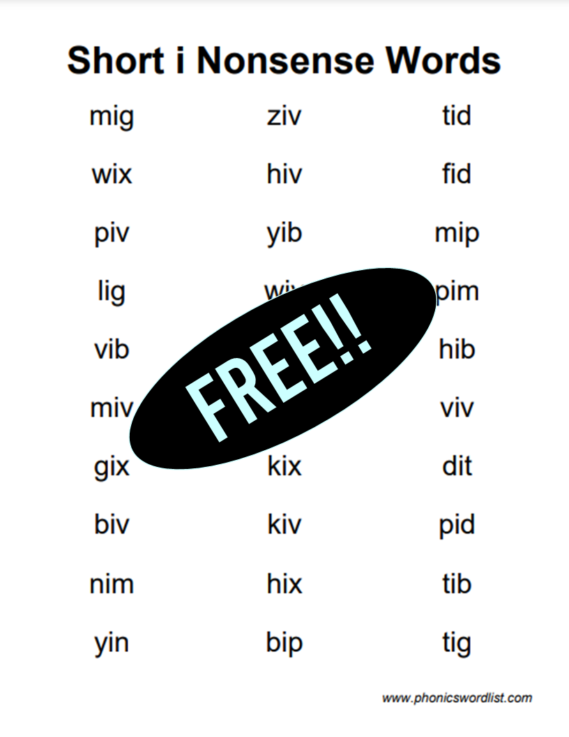 CVC Words Free Printable Lists Generator