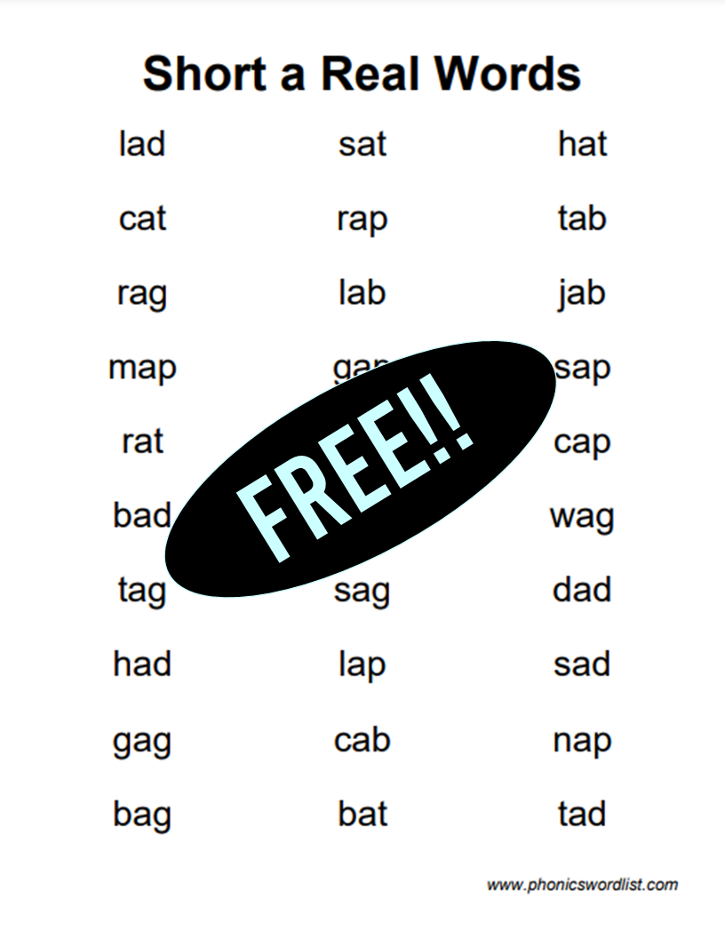 CVC Words Free Printable Lists Generator