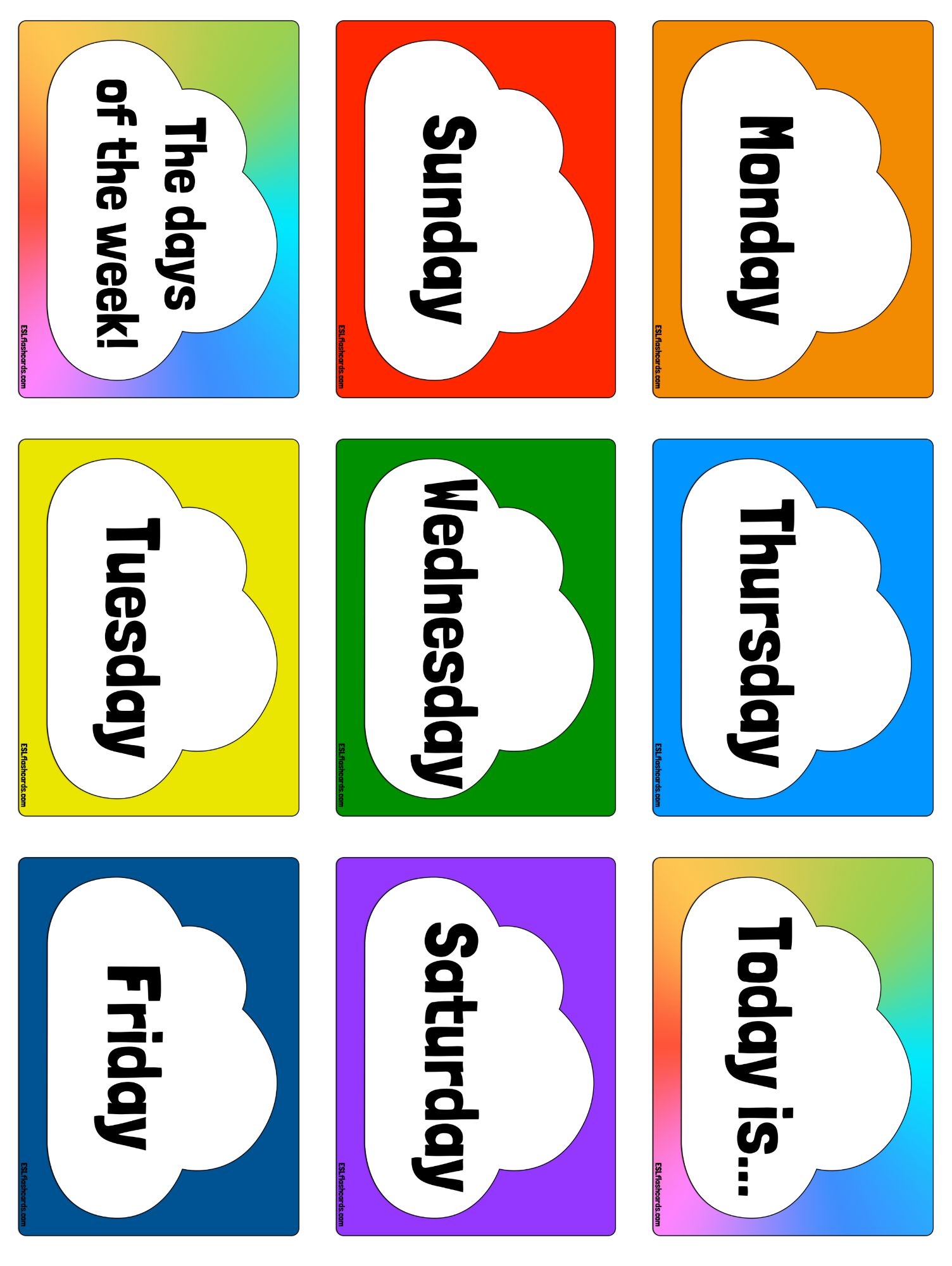 Days Of The Week ESL Flashcards Days Of The Week ESL Flashcards