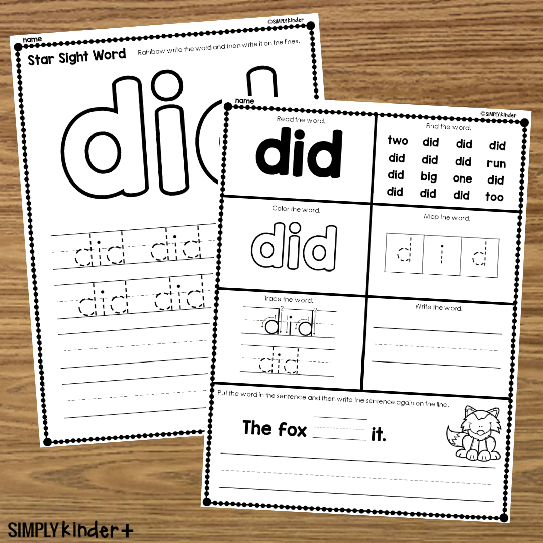 Did Sight Word Printable Activities Simply Kinder Printable Membership