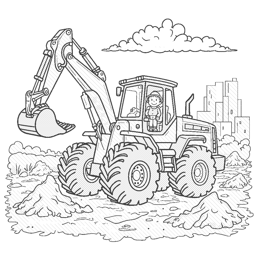 Diggers And Excavators Coloring Pages ColorAI me