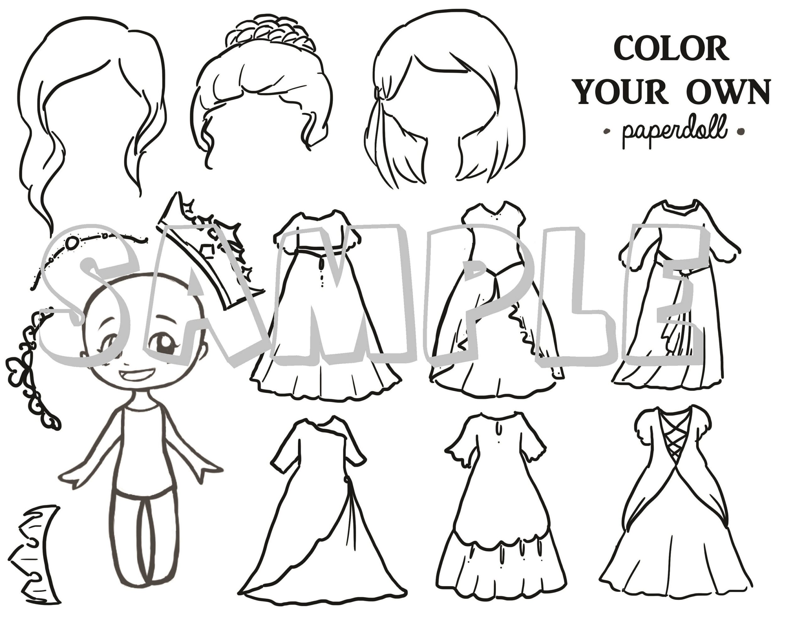 DIGITAL FILE Color Your Own Princess Paper Doll Etsy Norway