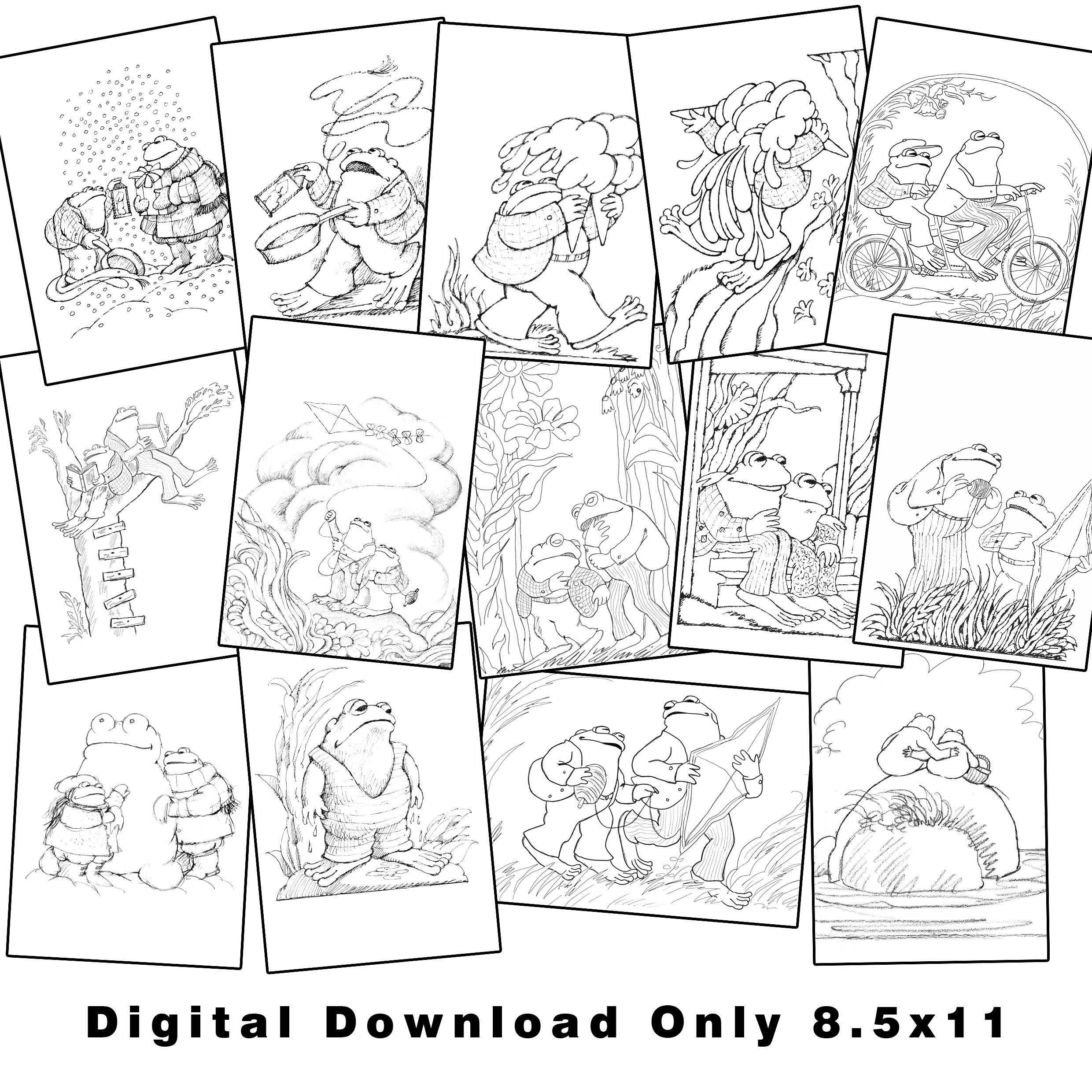 Digital Vintage inspired Frog And Toad Coloring Book Arnold Lobel Coloring Pages Frog Coloring Pages Book Lover Gift Digital Download Etsy