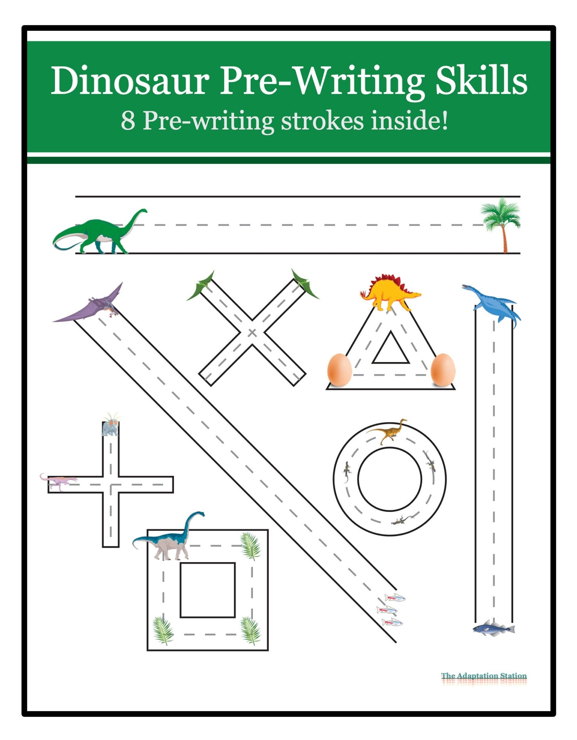 Dinosaur Pre writing Skills Etsy