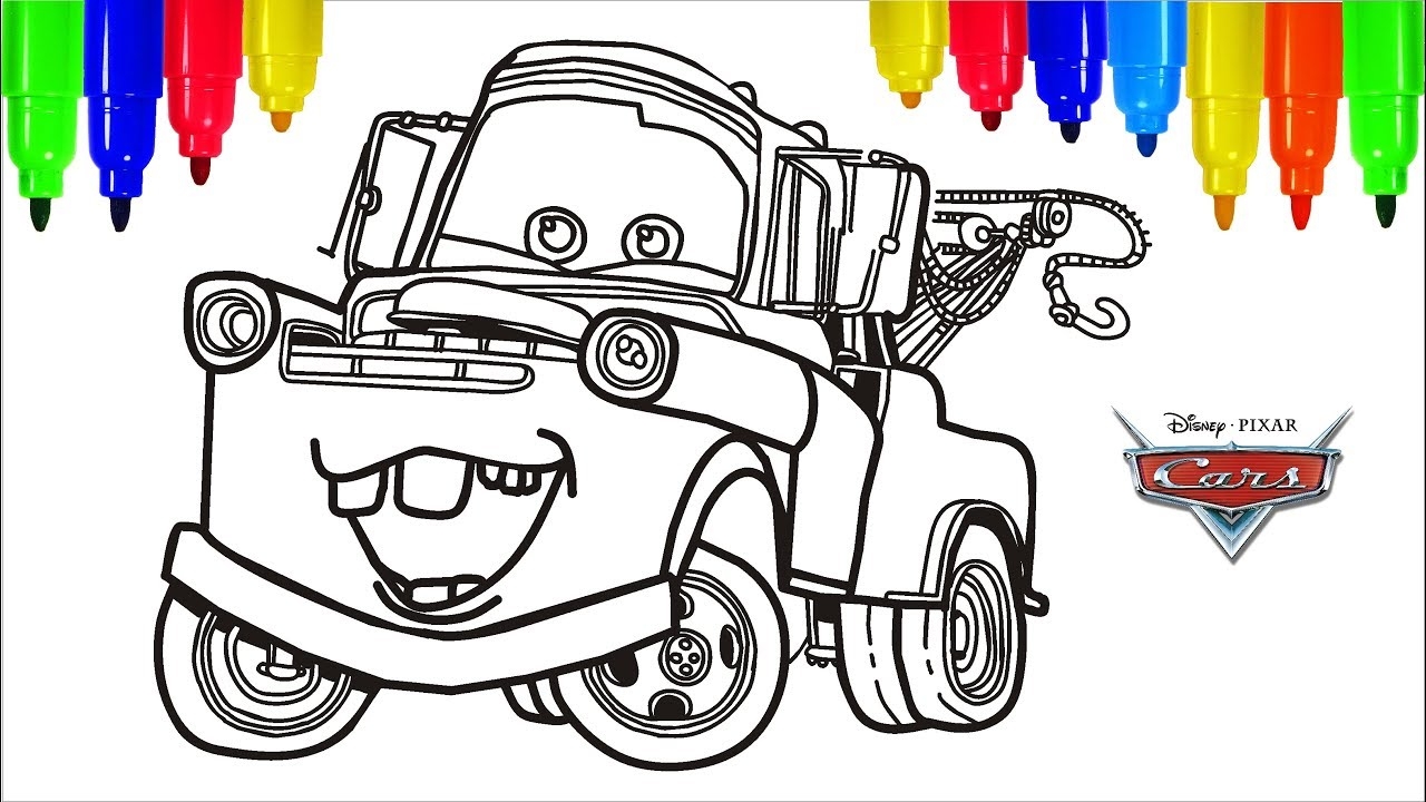 Disney Cars Coloring Pages Learn Colors For Kids Mater Cars YouTube