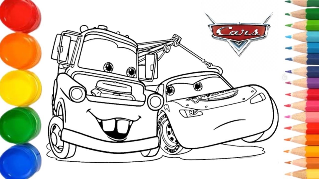 Disney CARS Mcqueen And Mater Coloring Pages For Kids YouTube