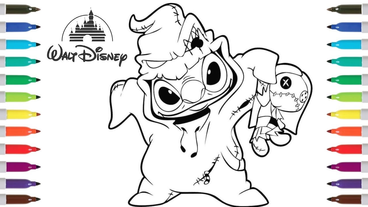 Disney Halloween Coloring Book Page Stitch As Oogie Boogie Coloring Page YouTube