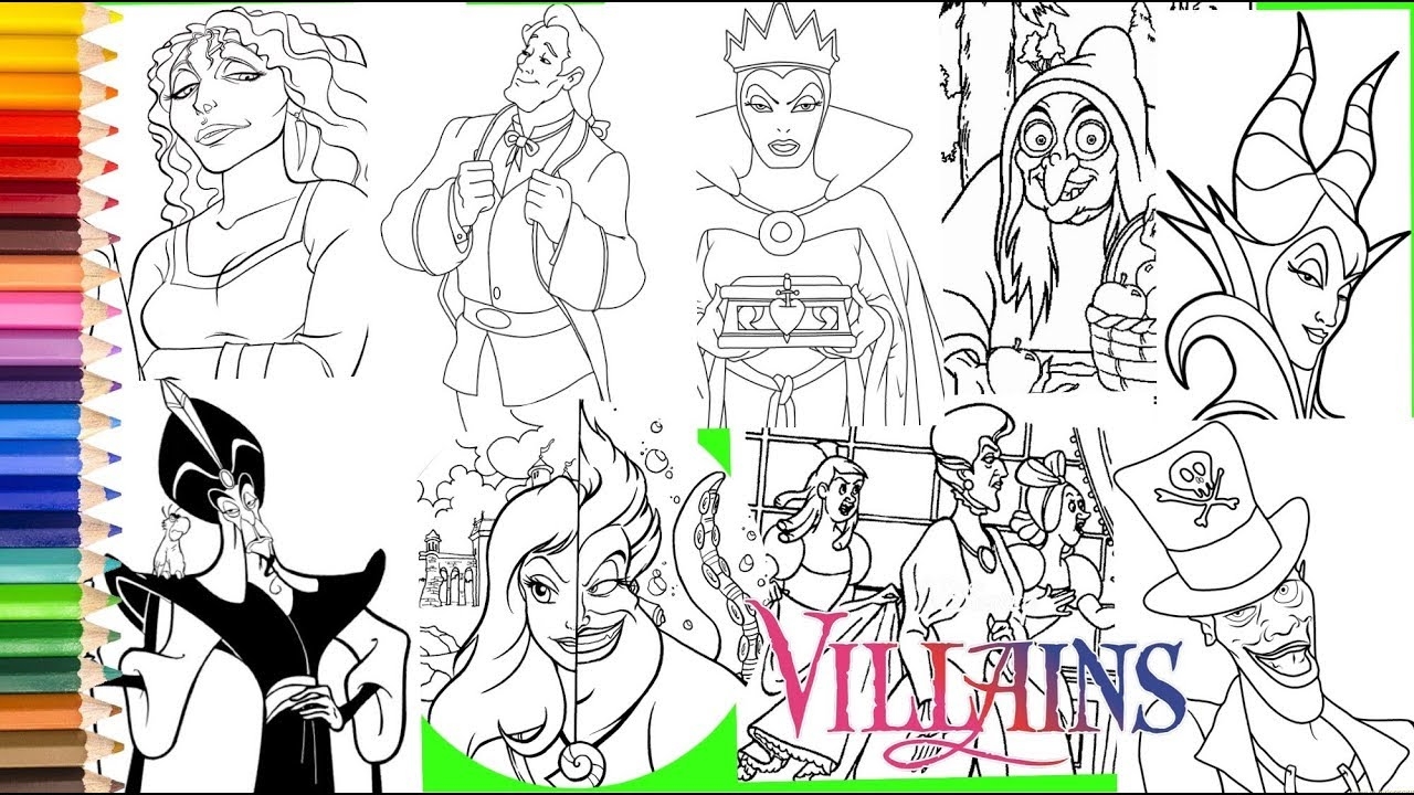 Disney Villain URSULA VANESSA JAFAR MOTHER GOTHEL MORE Coloring Pages For Kids YouTube