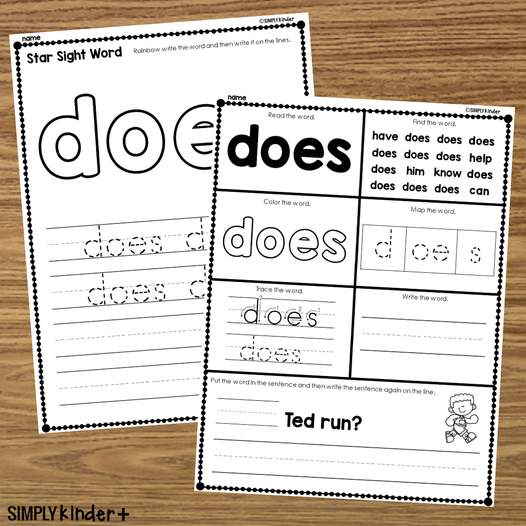 Does Sight Word Printable Activities Simply Kinder Printable Membership