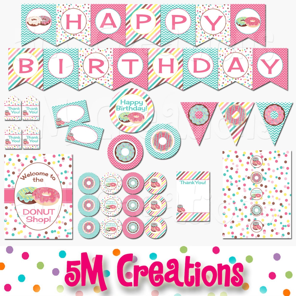 Donut Shop Birthday Party Printable Decorations Instant Download 5M Creations Blog