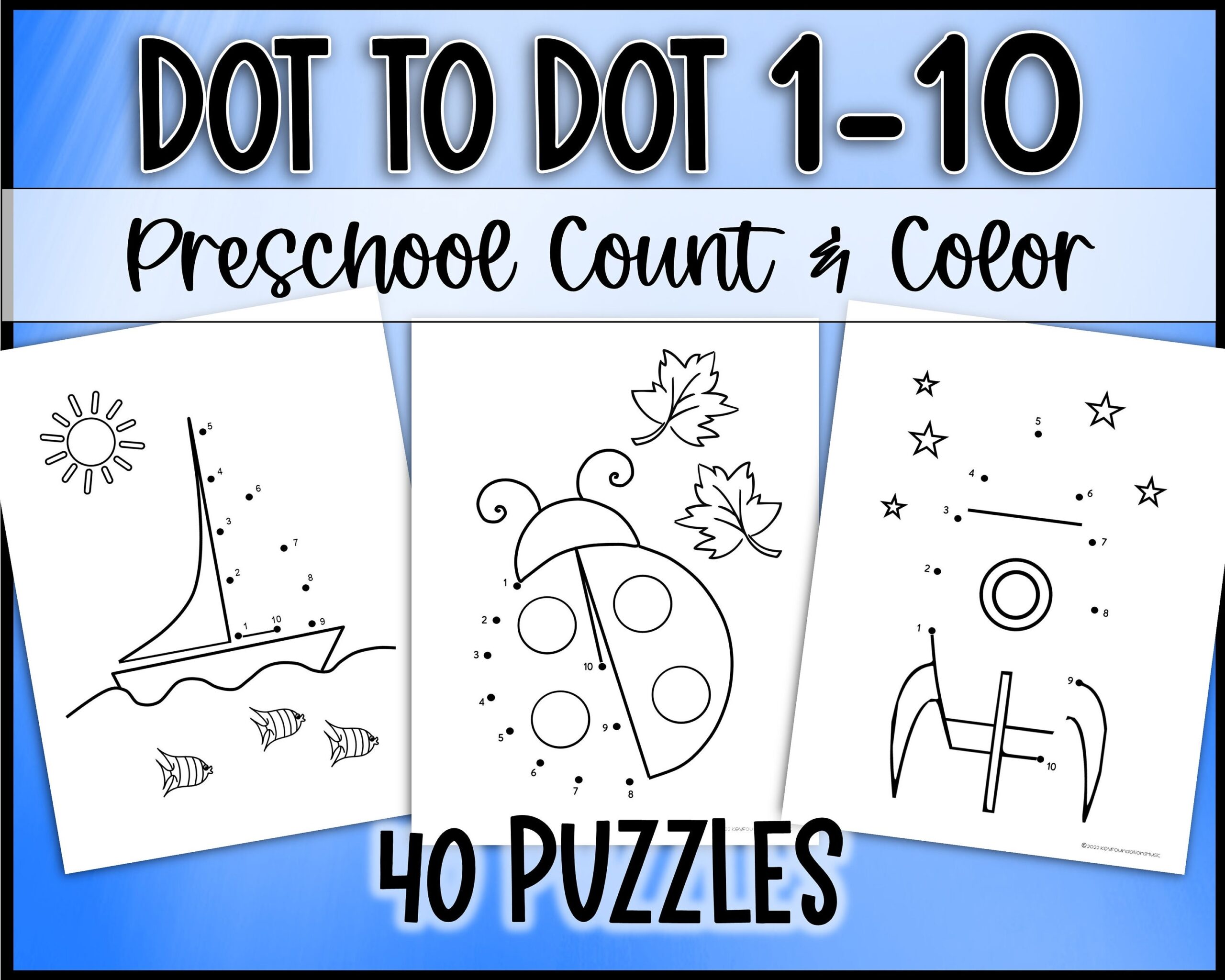 Dot To Dot 1 10 Activities For Preschool Worksheets Connect The Dots For Kids Counting And Coloring For Kids Count To 10 Printables Etsy