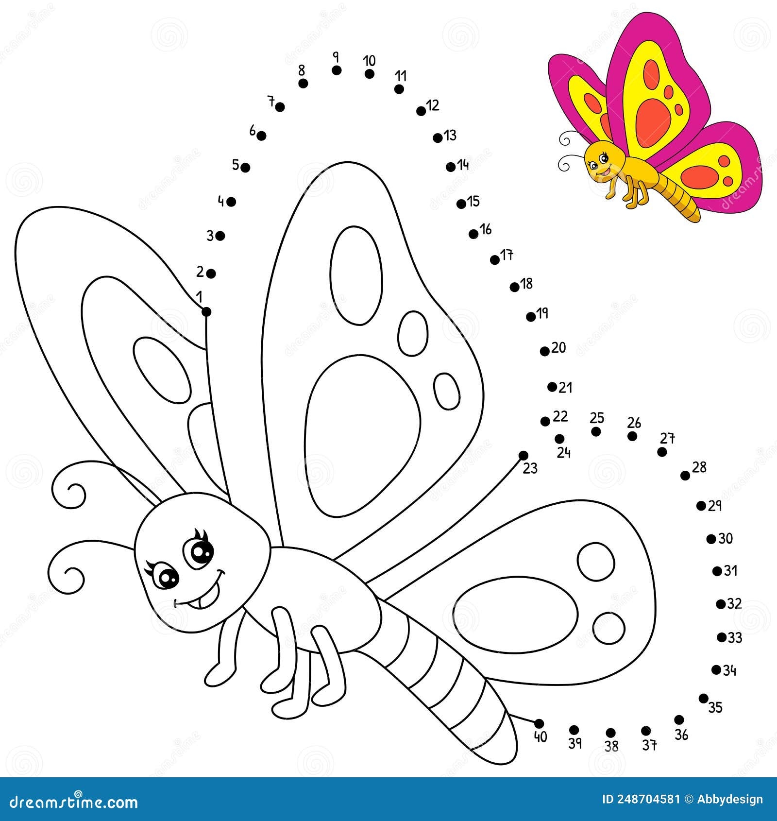 Dot To Dot Butterfly Coloring Page For Kids Stock Vector Illustration Of Design Insect 248704581
