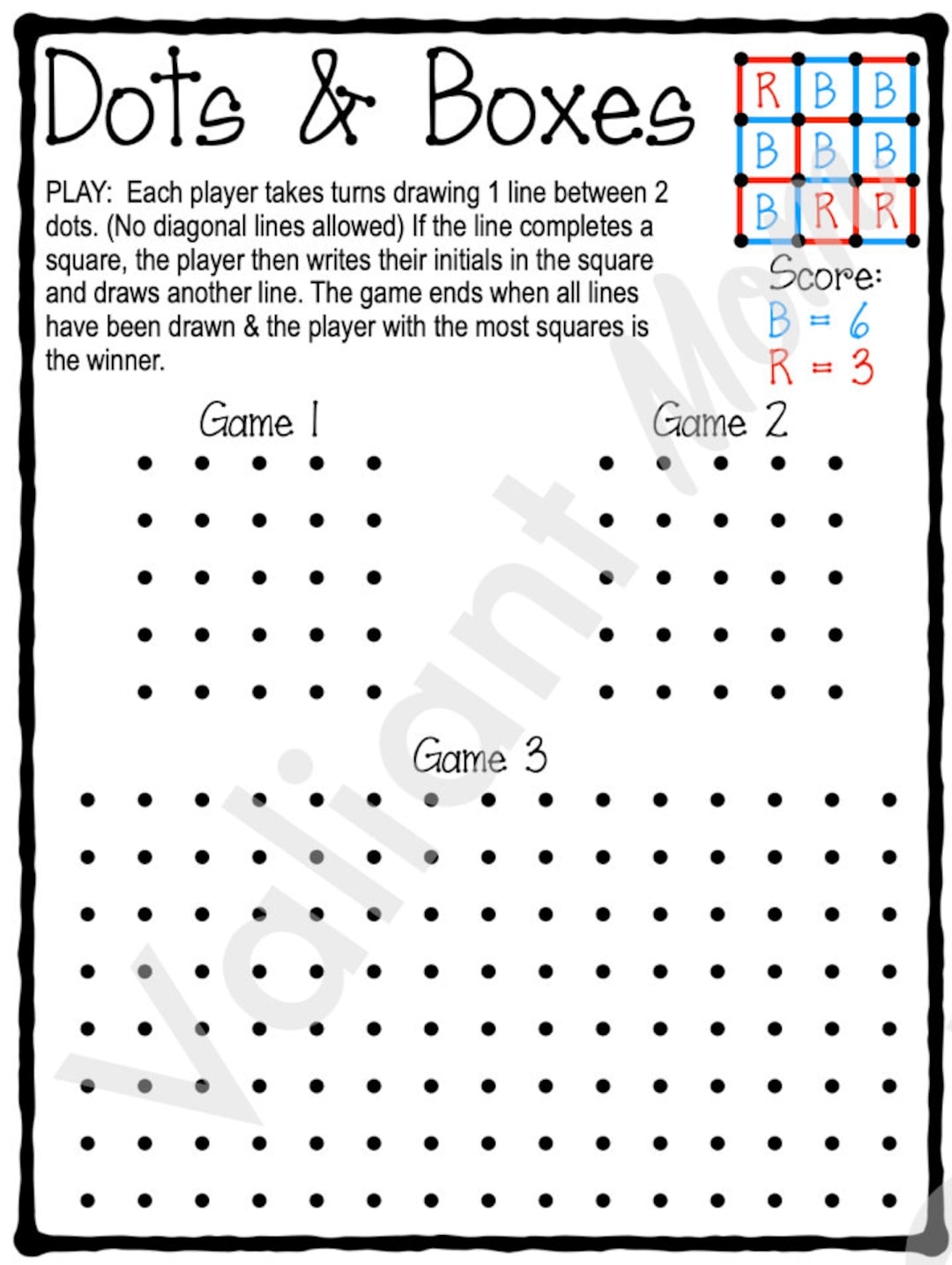 Dots And Boxes Game Printable digital Download For Kids Road Trip Activity Etsy Dots And Boxes Game Printable digital Download For Kids Road Trip Activity Etsy