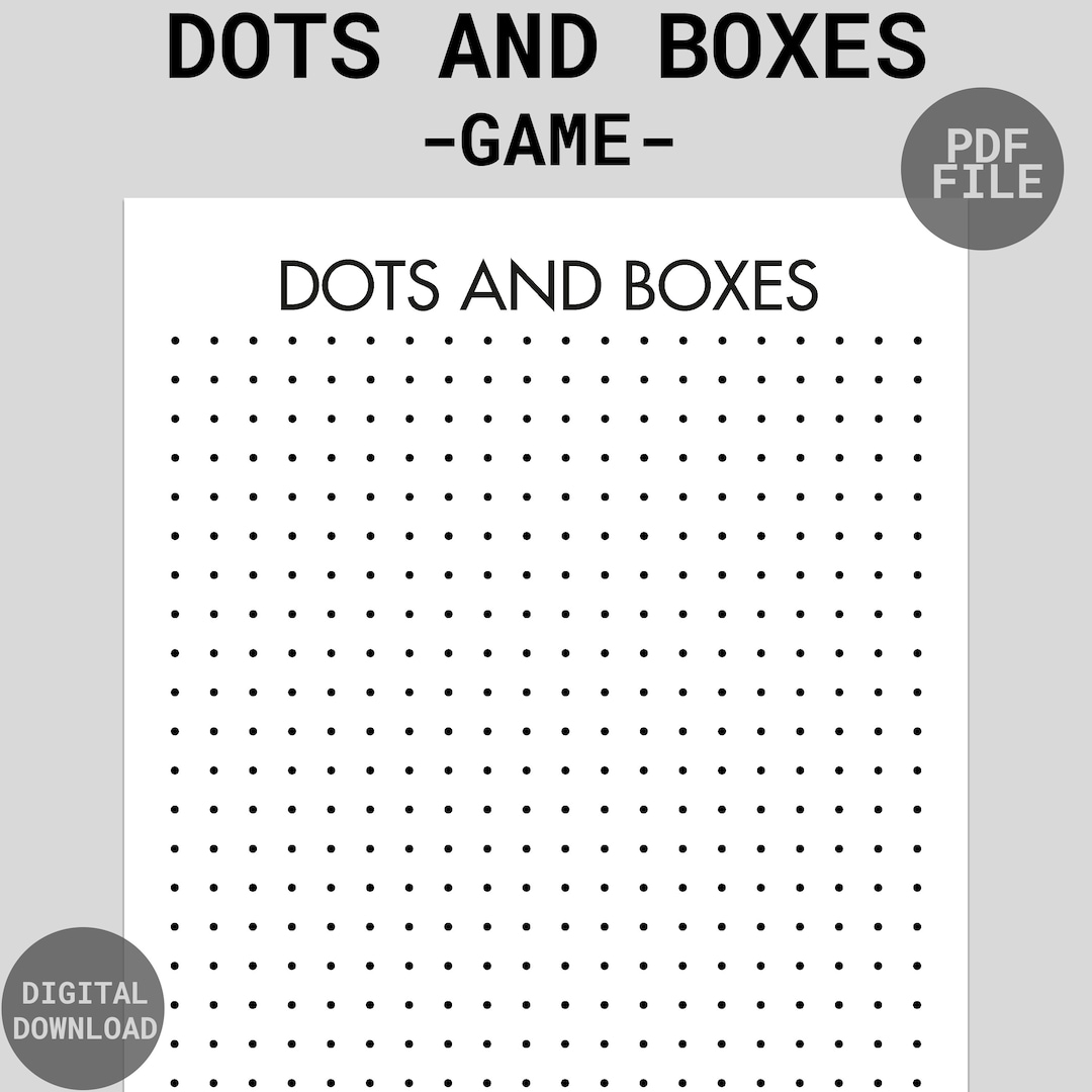 Dots And Boxes Game Printable Dots Game Classic Board Game Printable Dots And Boxes Road Trip Game Pigs In A Pen Printable Game Etsy