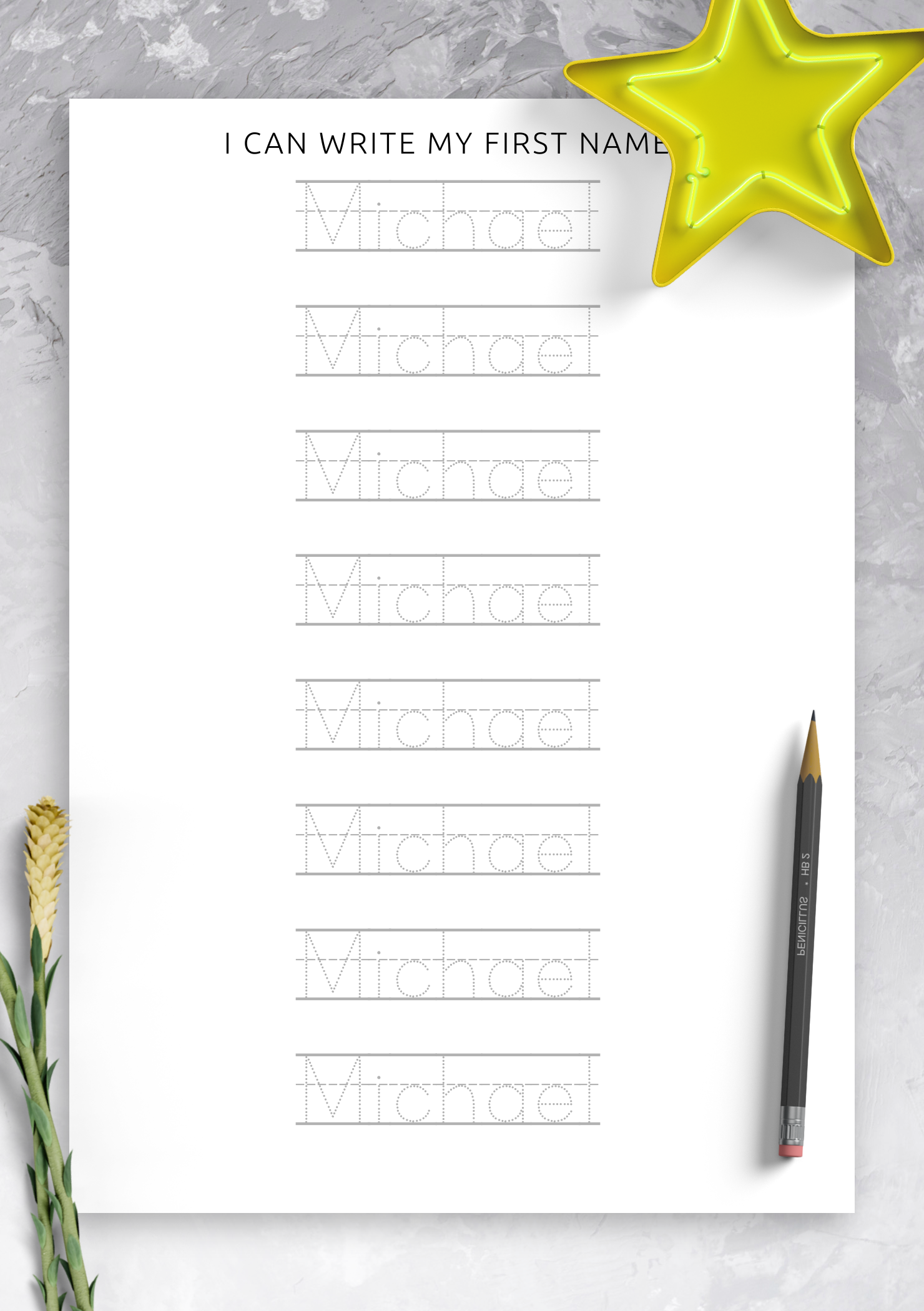 Download Child Name Writing Practice Printable PDF