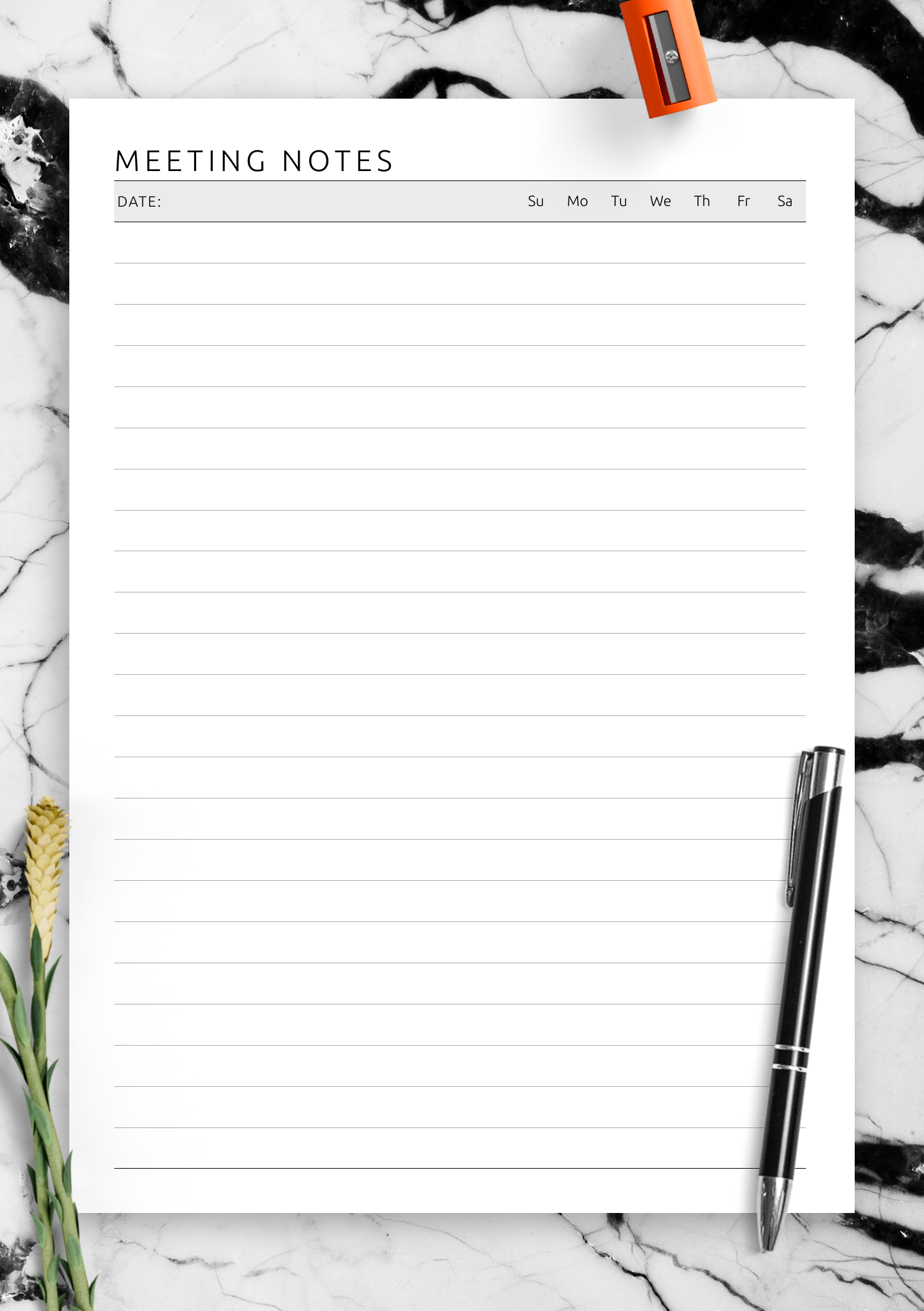 Download Printable Blank Meeting Notes Template PDF Download Printable Blank Meeting Notes Template PDF