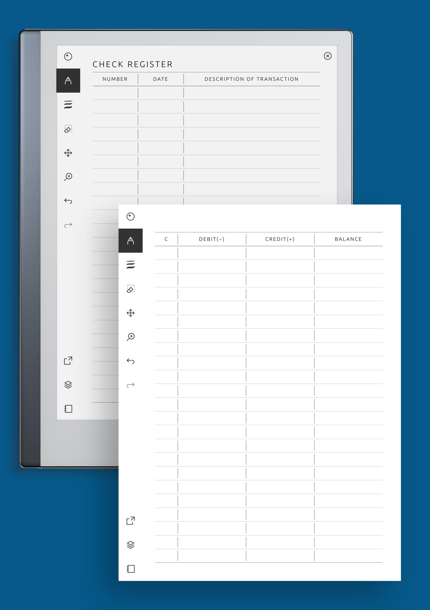 checkbook transaction register template