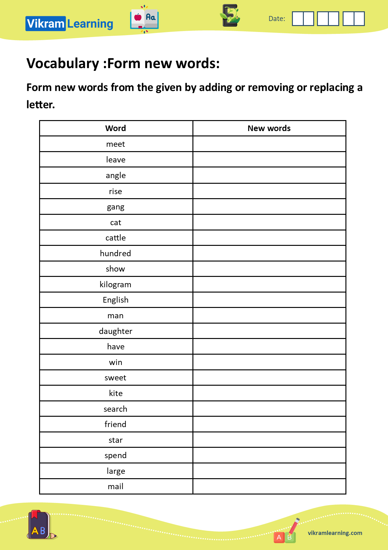 Download Vocabulary Unscramble Words Form New Words Words Ladder Forming New Words By Adding Removing Or Replacing Letters Build New Words Worksheets For Free Vikramlearning