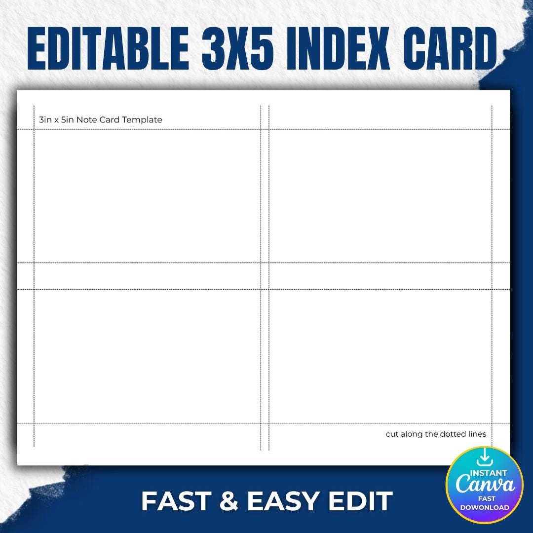 Editable 3x5 Index Card Template Printable Note Cards canva Template Digital Download Etsy Editable 3x5 Index Card Template Printable Note Cards canva Template Digital Download Etsy