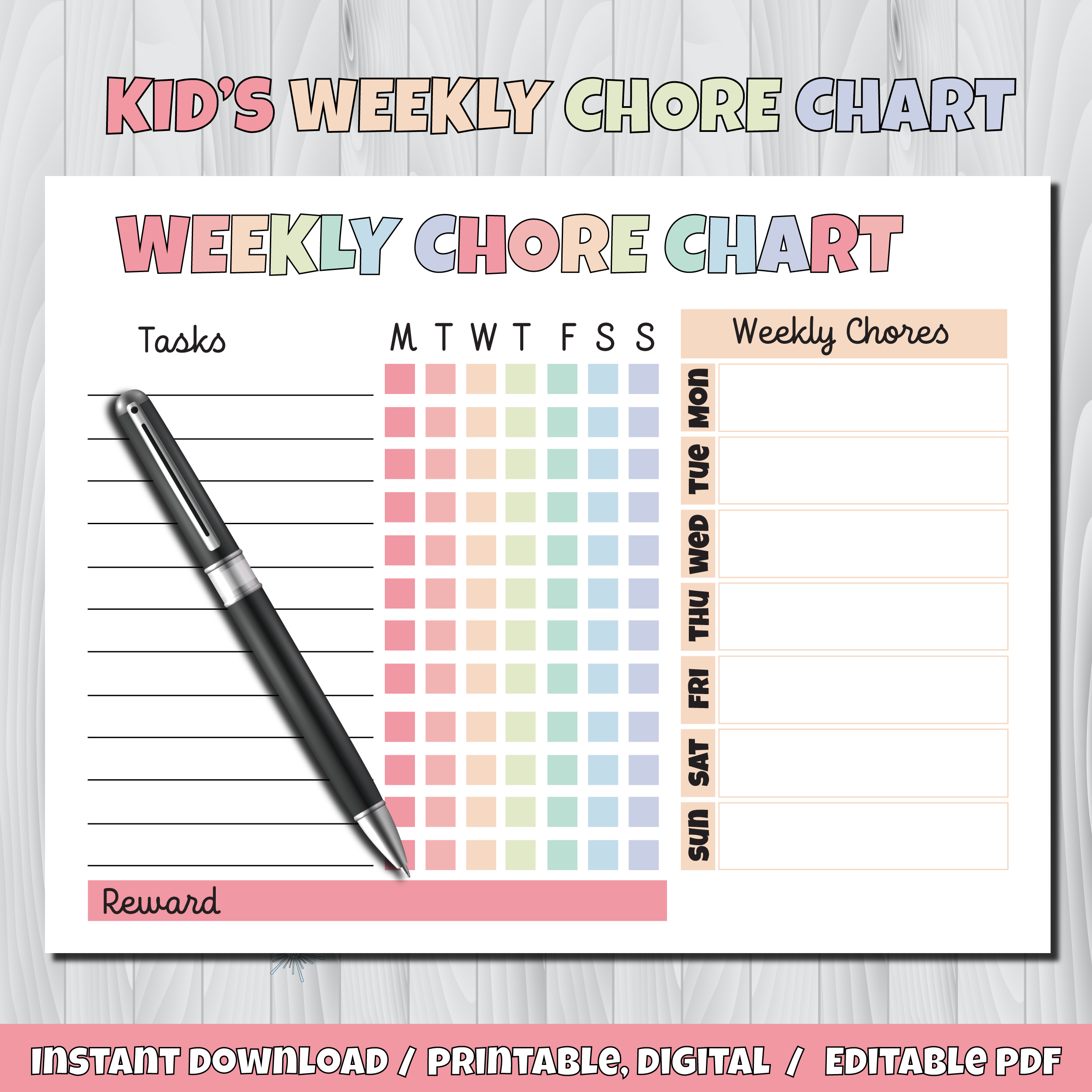 Editable Chore Chart For Kids Printable Daily Weekly Responsibility Checklist Kids Chore List Made By Teachers