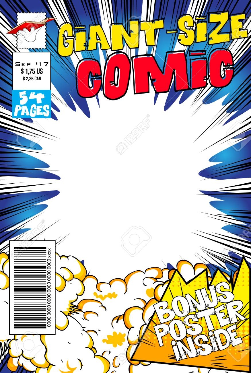 Editable Comic Book Cover With Blank Explosion Background Royalty Free SVG Cliparts Vectors And Stock Illustration Image 90841760