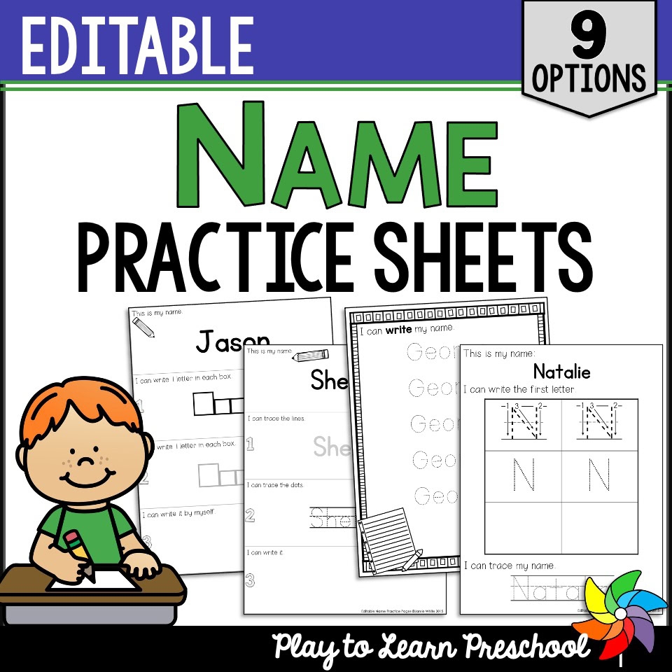 Editable Name Practice Sheets Set 1 Play To Learn Preschool Preschool