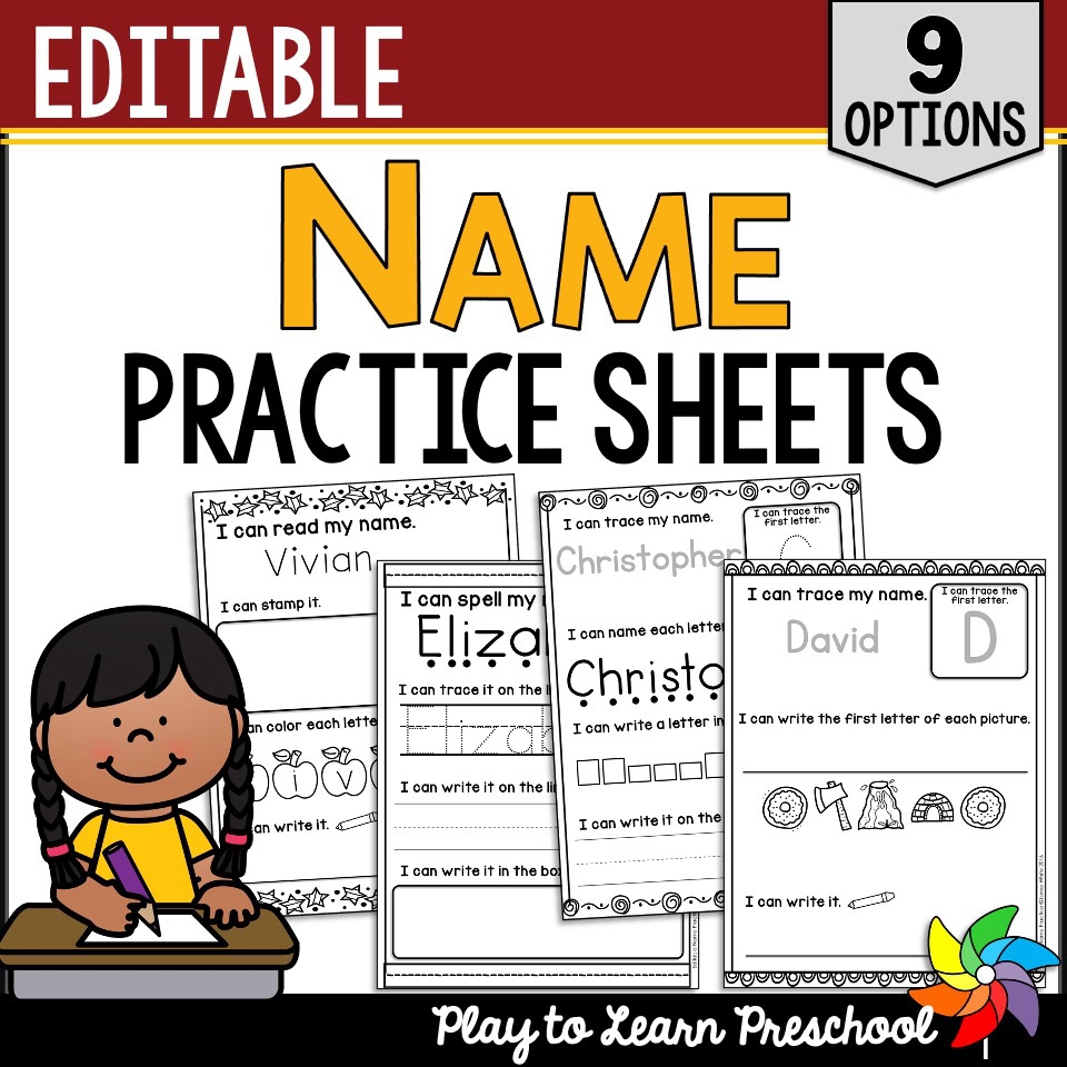 Editable Name Practice Sheets Set 2 Play To Learn Preschool