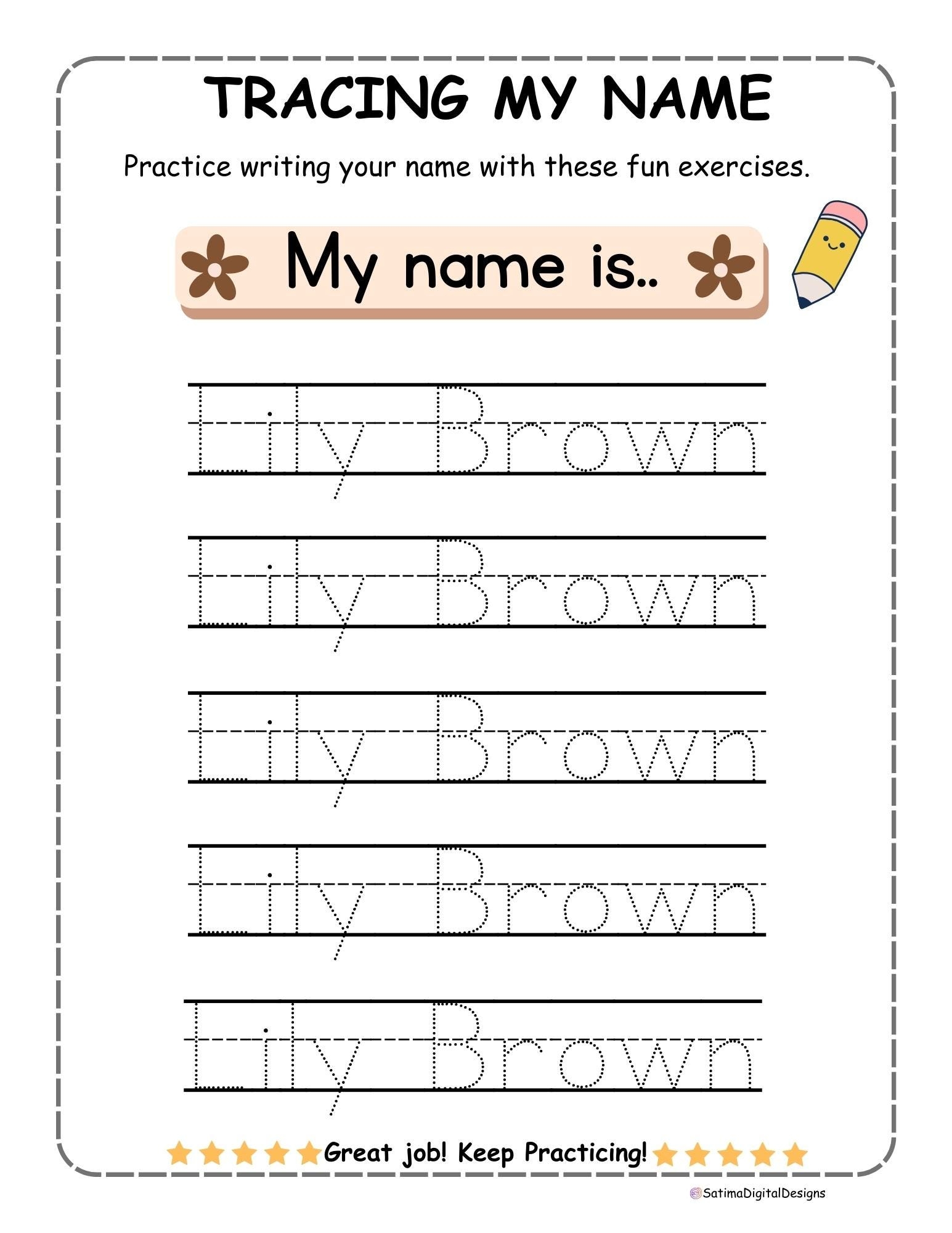 name writing worksheets