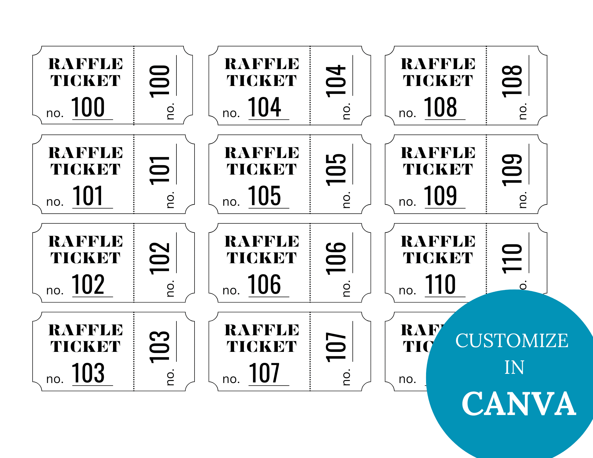 Editable Numbered Raffle Ticket With Numbers 1 To 204 Editable Numbered Raffle Ticket With Numbers 1 To 204