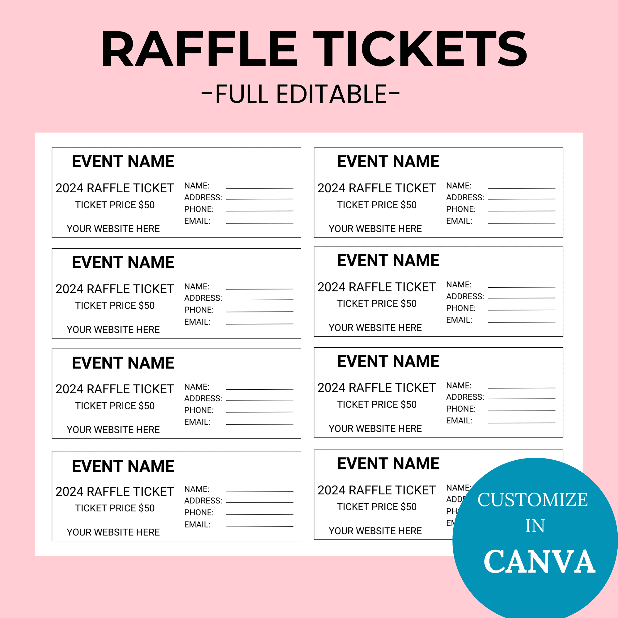 Editable Raffle Ticket Printable Editable Raffle Ticket Printable
