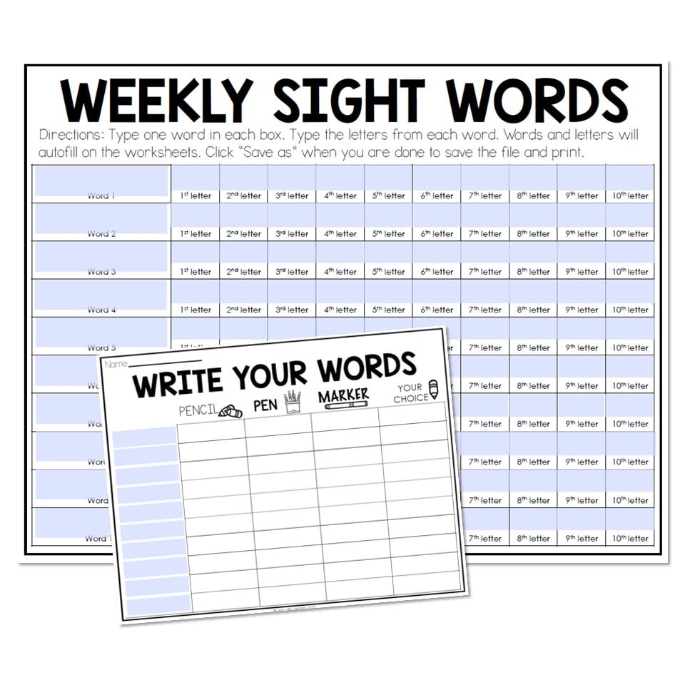 Editable Sight Word Activities For Any List Lucky Little Learners Worksheets Library