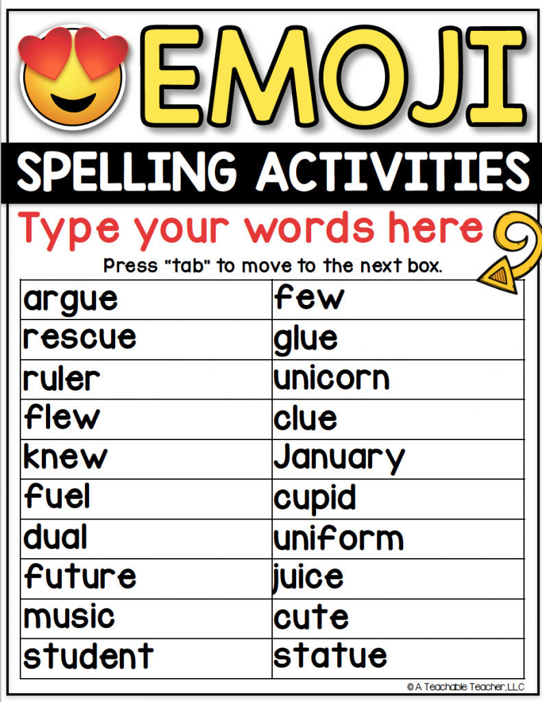 Editable Spelling Word Worksheets For ANY Word List Worksheets Library