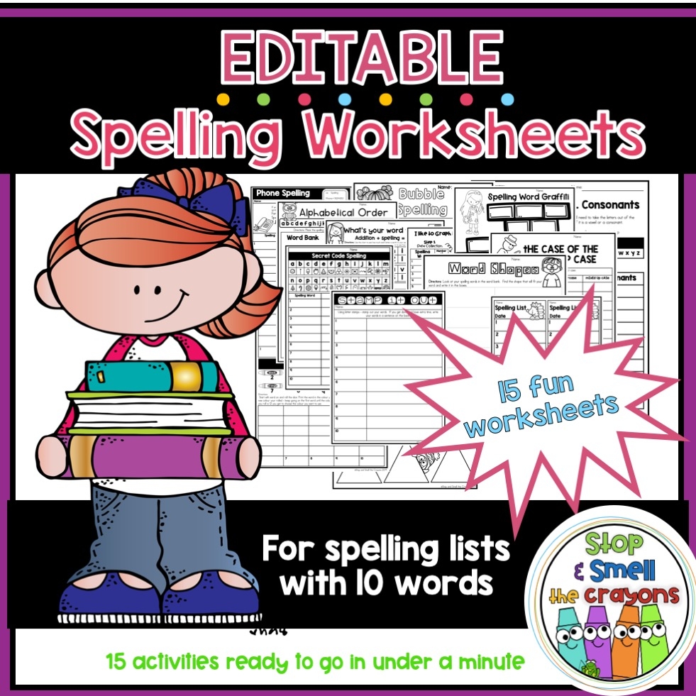 editable spelling worksheets