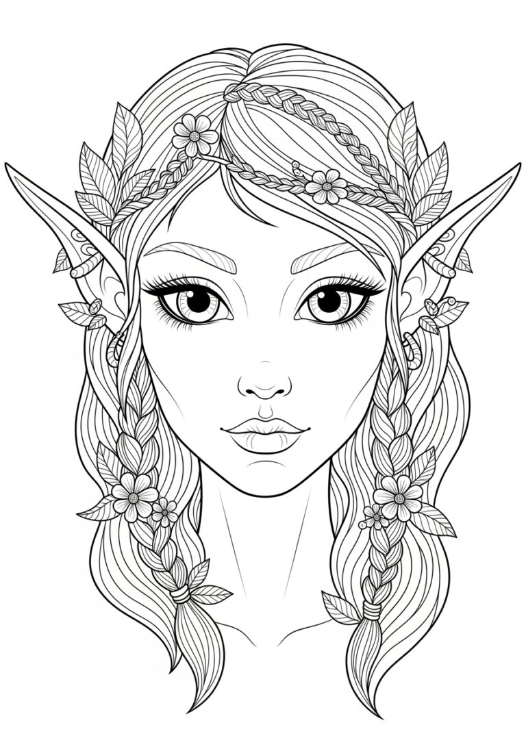 Elf Face Coloring Page Fun And Easy Printable Art
