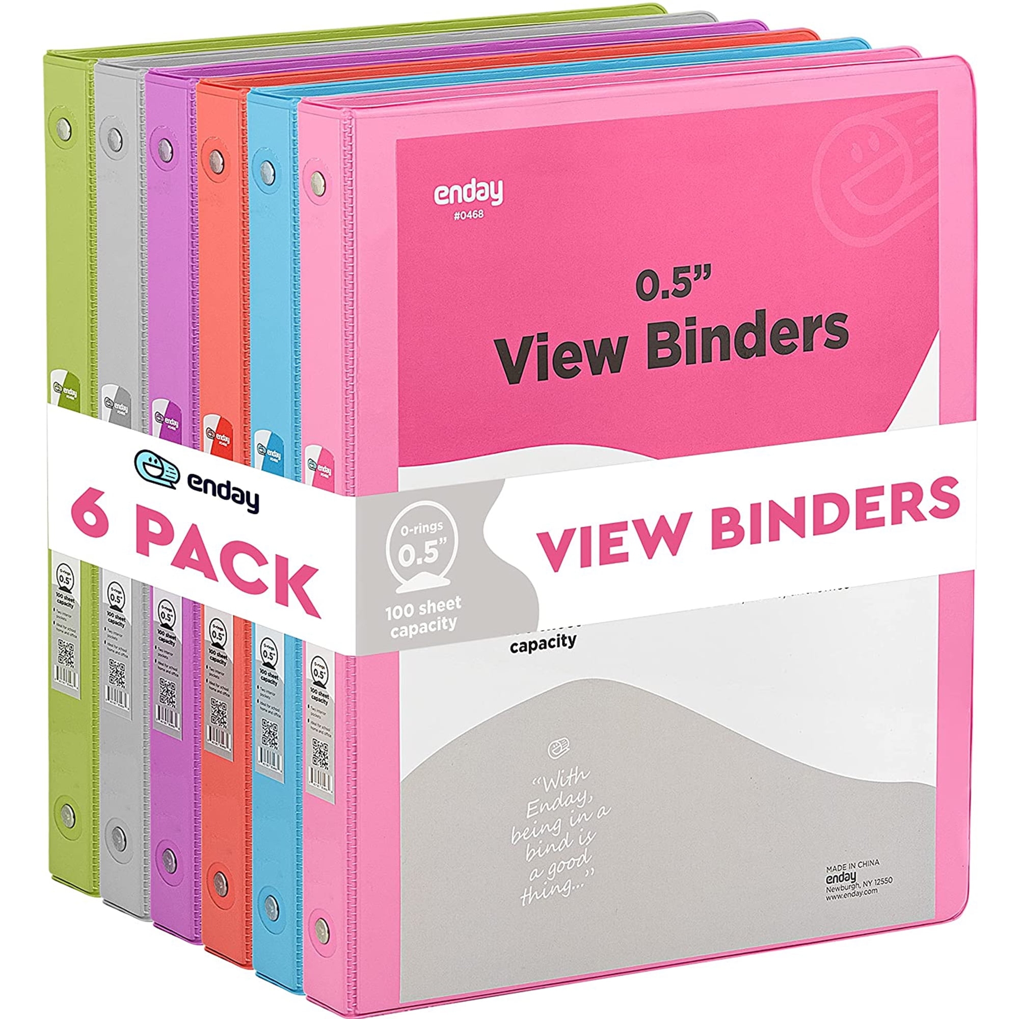 Enday 1 2 Inch 3 Ring Binders With Transparent Pockets Multicolor 6 Pc Walmart