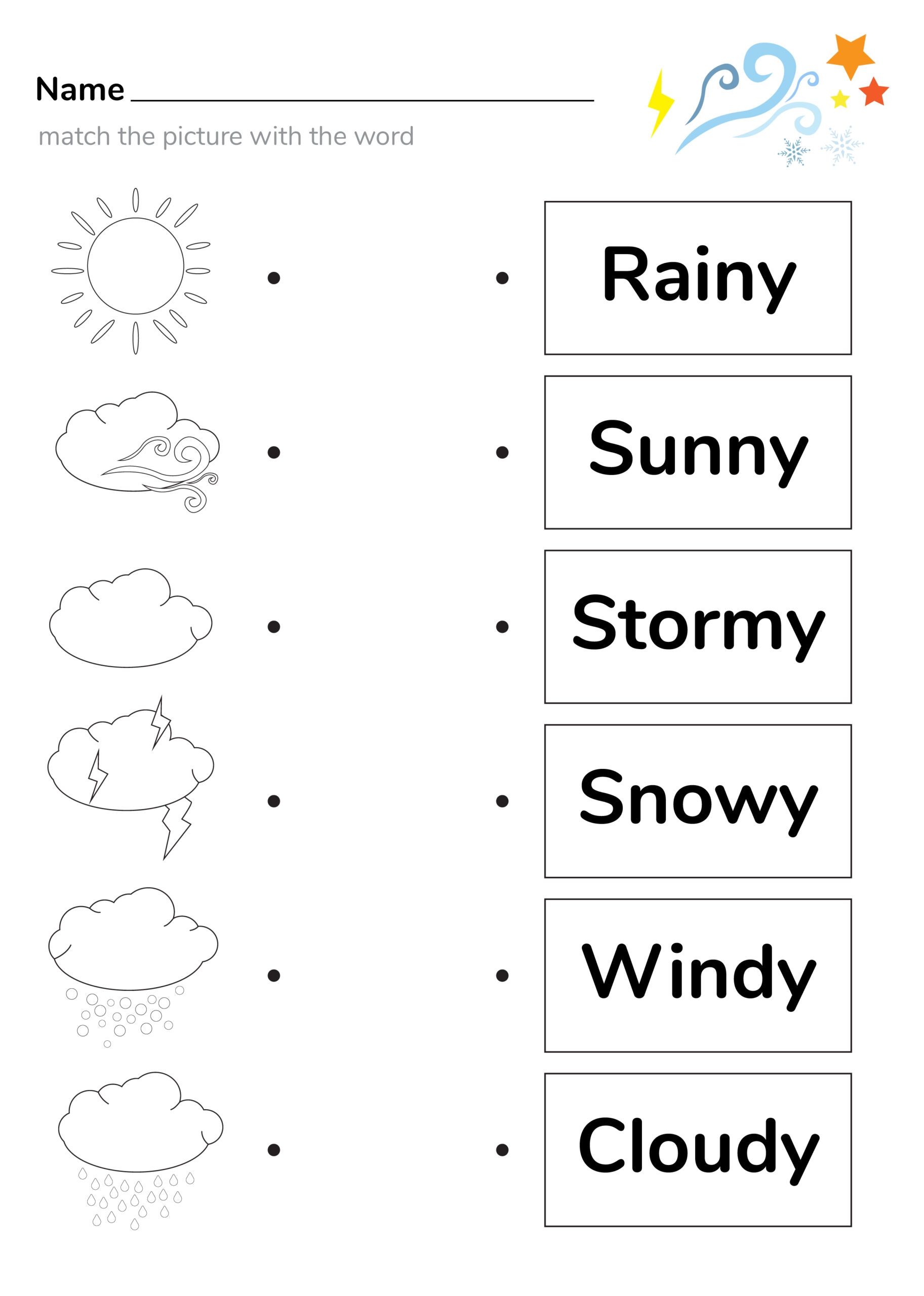 weather printables for kindergarten
