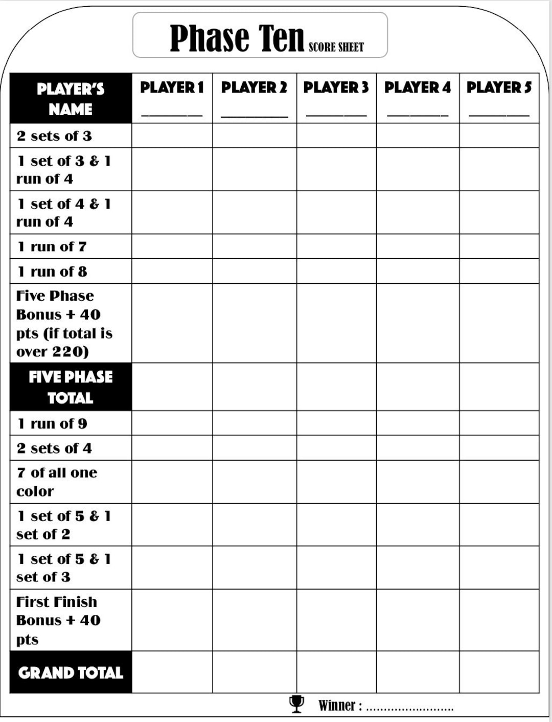 Fase Fun Phase Ten Score Sheets Table Board Card Game Accessories Classic Multifunction Phase 10 Card Game Fase Fun Phase Ten Score Sheets Table Board Card Game Accessories Classic Multifunction Phase 10 Card Game