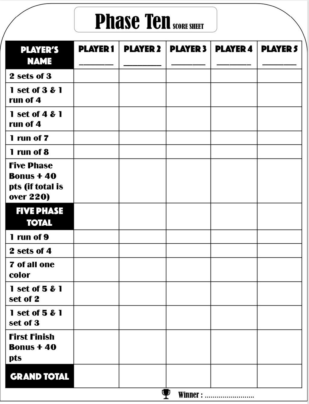 Fase Fun Phase Ten Score Sheets Table Board Card Game Accessories Classic Multifunction Phase 10 Card Game Fase Fun Phase Ten Score Sheets Table Board Card Game Accessories Classic Multifunction Phase 10 Card Game