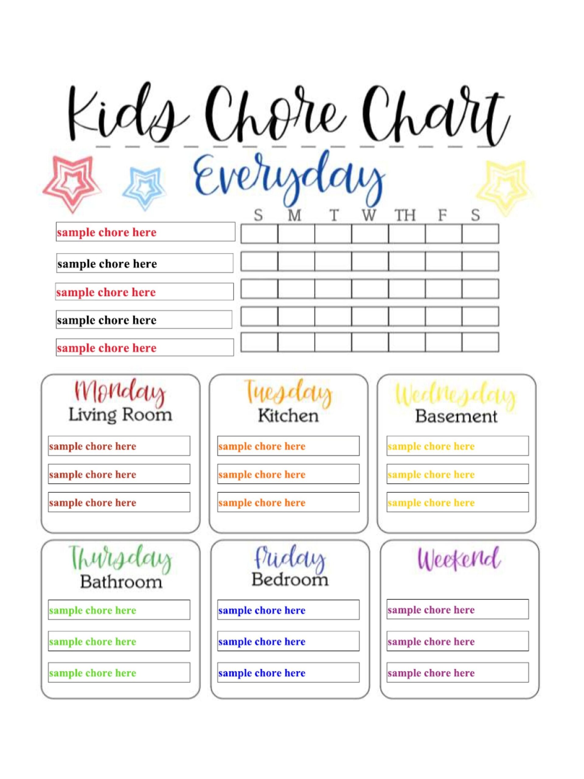 custom chore chart