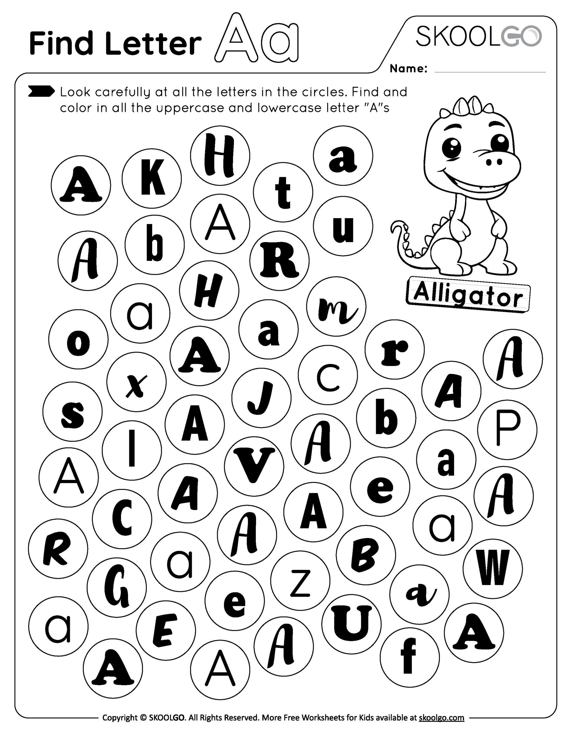 Find Letter A Free Worksheet For Kids SKOOLGO