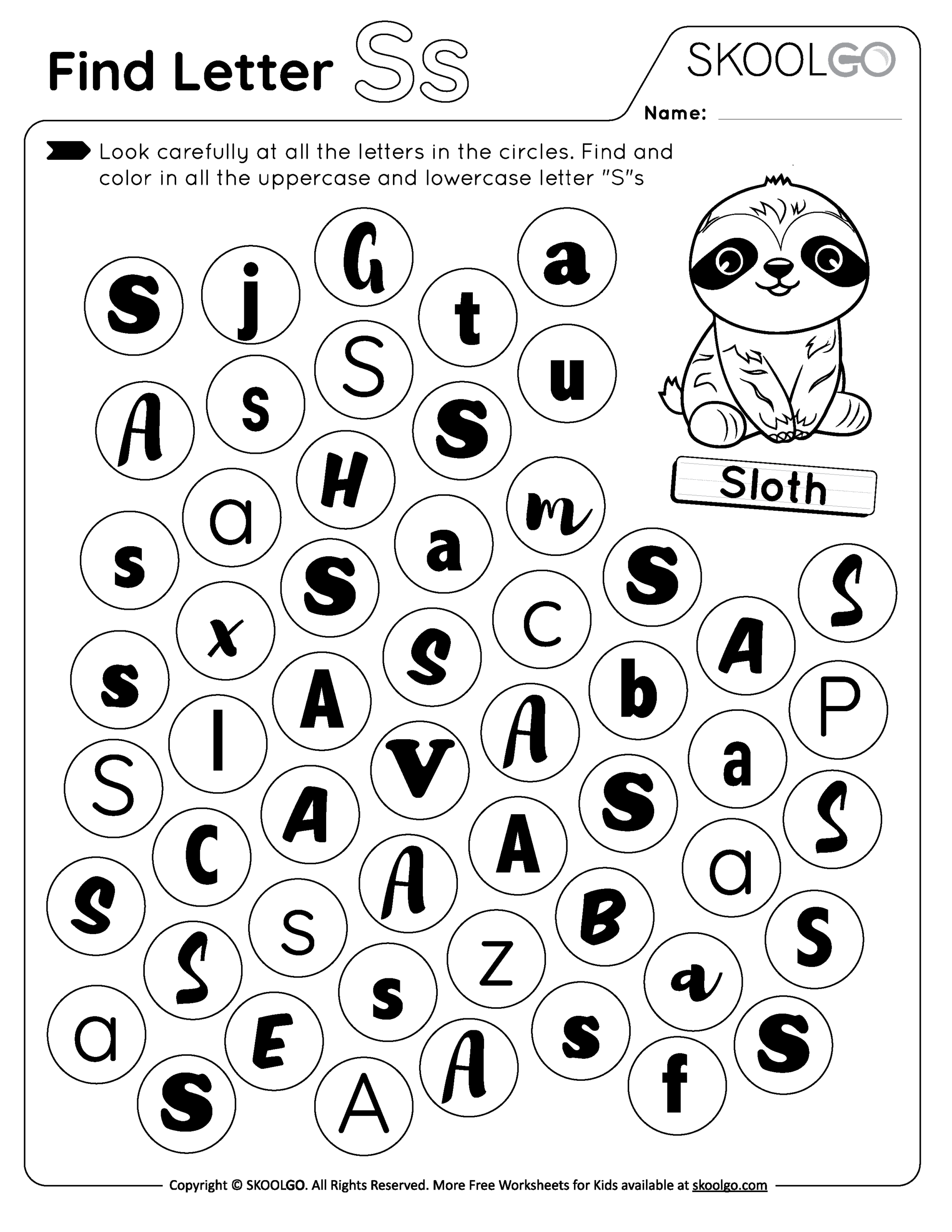 find the letter worksheets