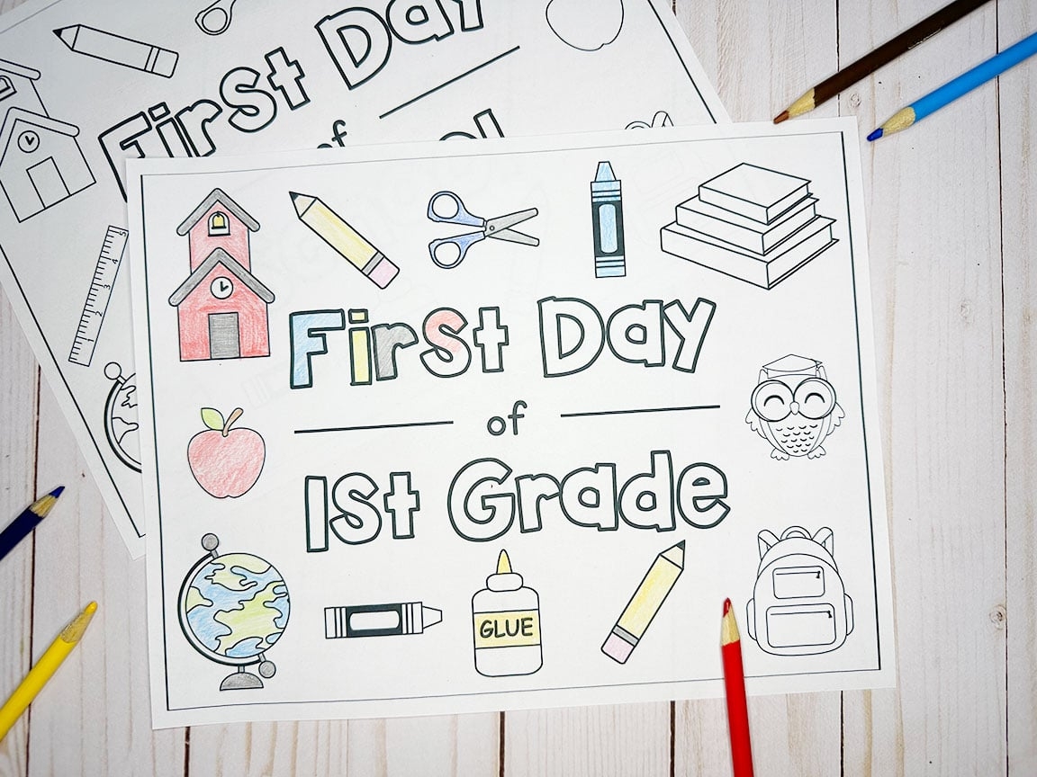 First Day Of First Grade Coloring Page Mary Martha Mama