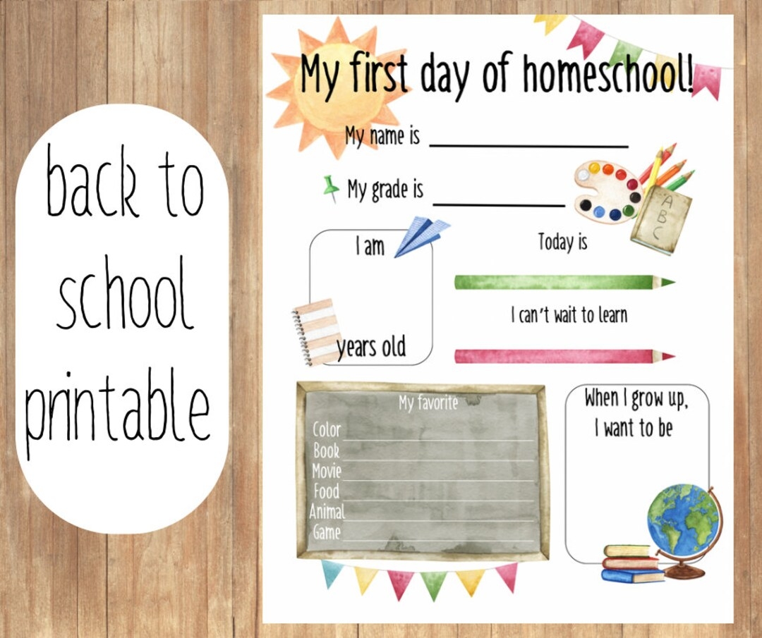 First Day Of Homeschool Worksheet Back To School Activity Sheet Homeschool Keepsake Kids Memory Journal Homeschool Printables Interview Etsy
