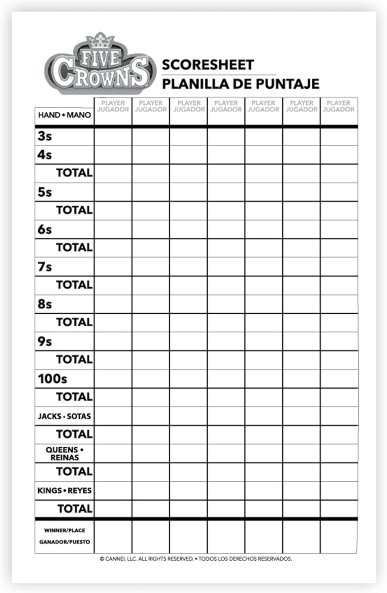 Five Crowns Scorepad 130 Page Replacement Score Sheet Card Game Score Card T EBay