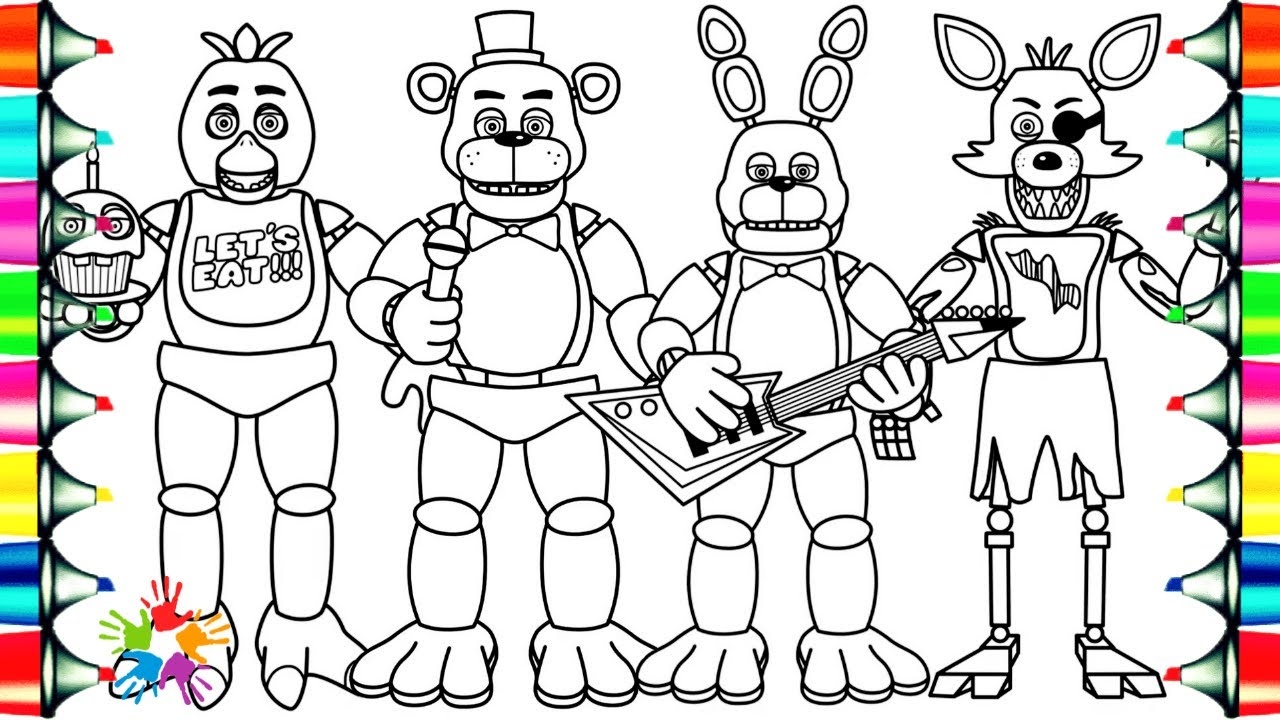 Five Nights At Freddy s New Coloring Pages How To Color All Main Characters From FNAF NCS Music YouTube