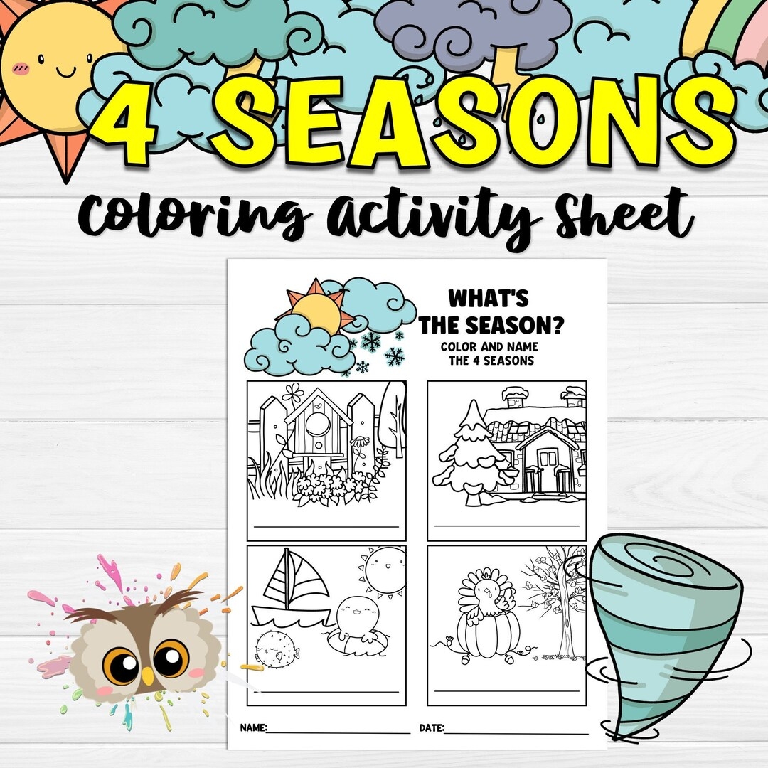 Four Seasons Worksheets Science Printable Weather Activities Homeschool Download Learning Coloring Page Spring Activities Classroom Etsy