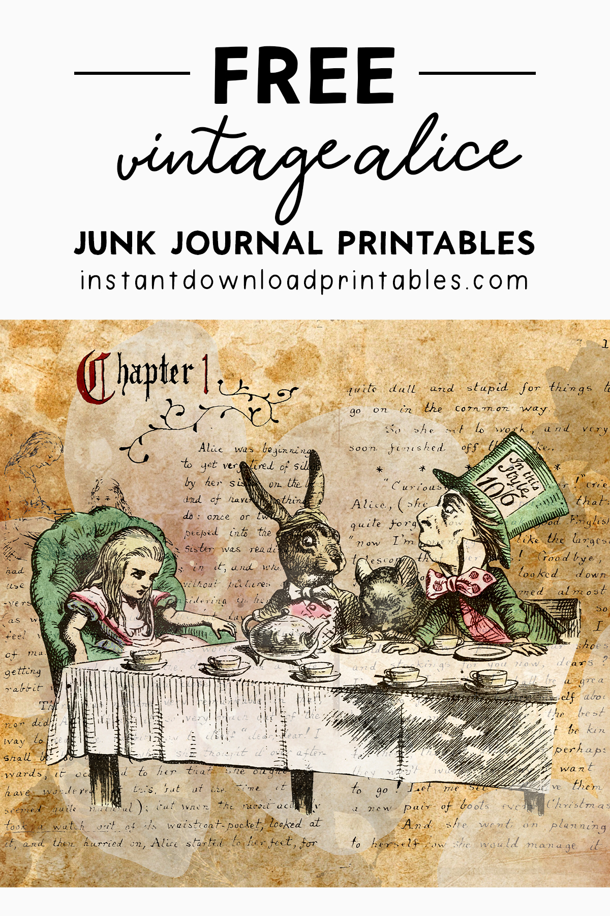 Free Alice In Wonderland Vintage Printables Junk Journal Digital Instant Download Instant Download Printables