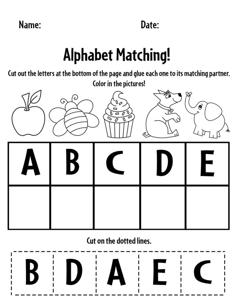 Free Alphabet Matching A Z Worksheets For Preschool The Hollydog Blog