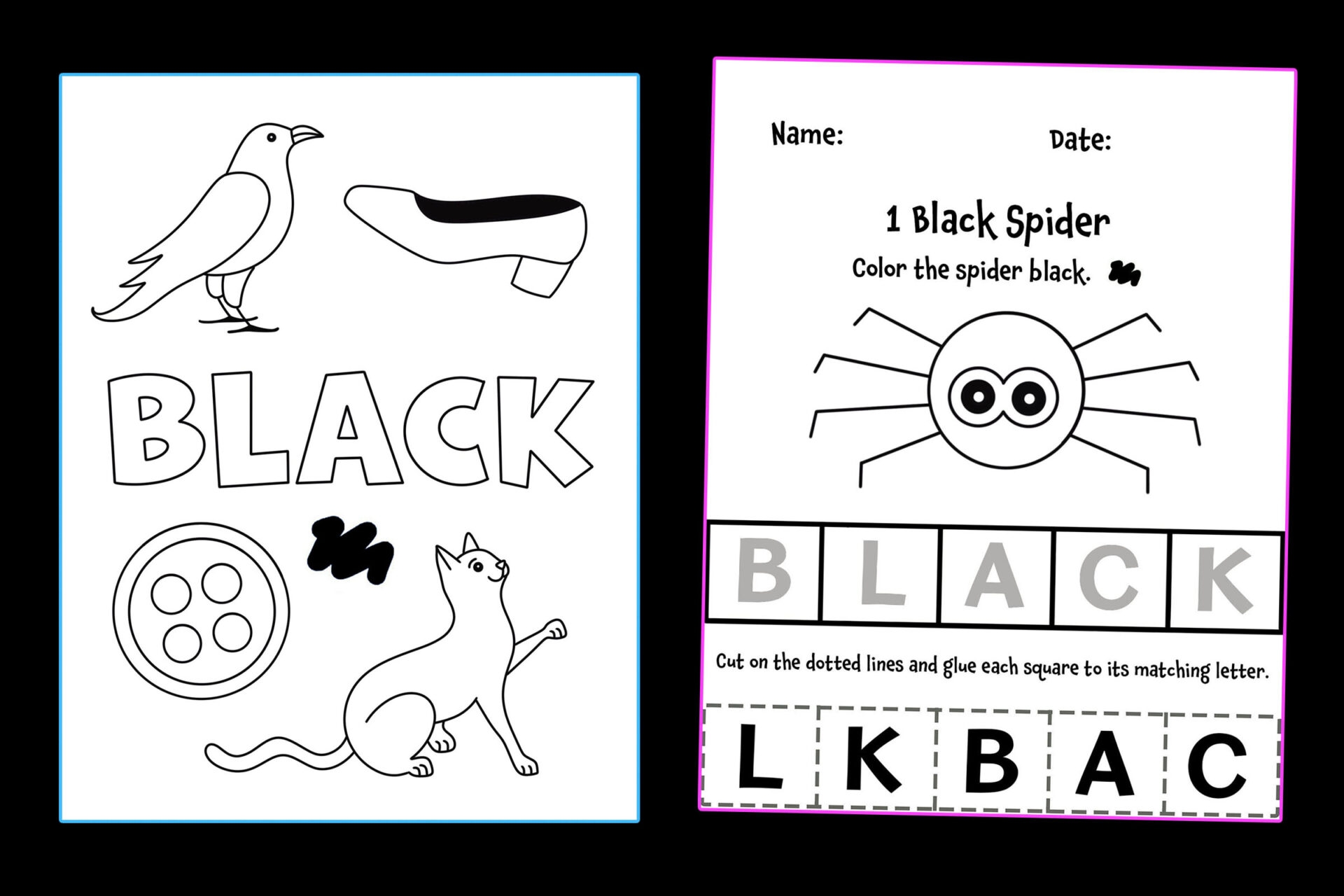 Free Black Worksheets For Preschool Color Learning The Hollydog Blog