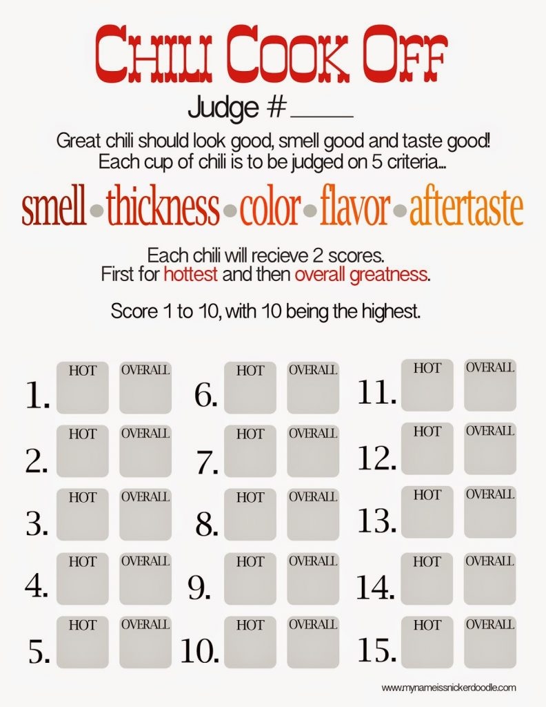 Free Chili Cook Off Score Card My Name Is Snickerdoodle Free Chili Cook Off Score Card My Name Is Snickerdoodle
